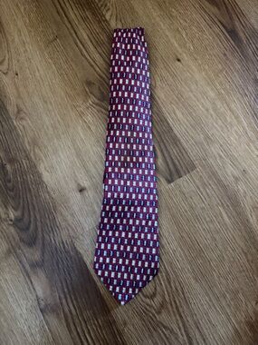 Men's Burgandy Red Patterned Tie - Silk USA Countess Mara Vintage